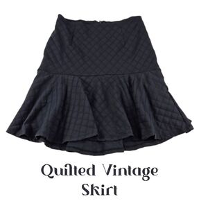David Lerner Quilted Dark Gray Retro Skater Skirt, Size S